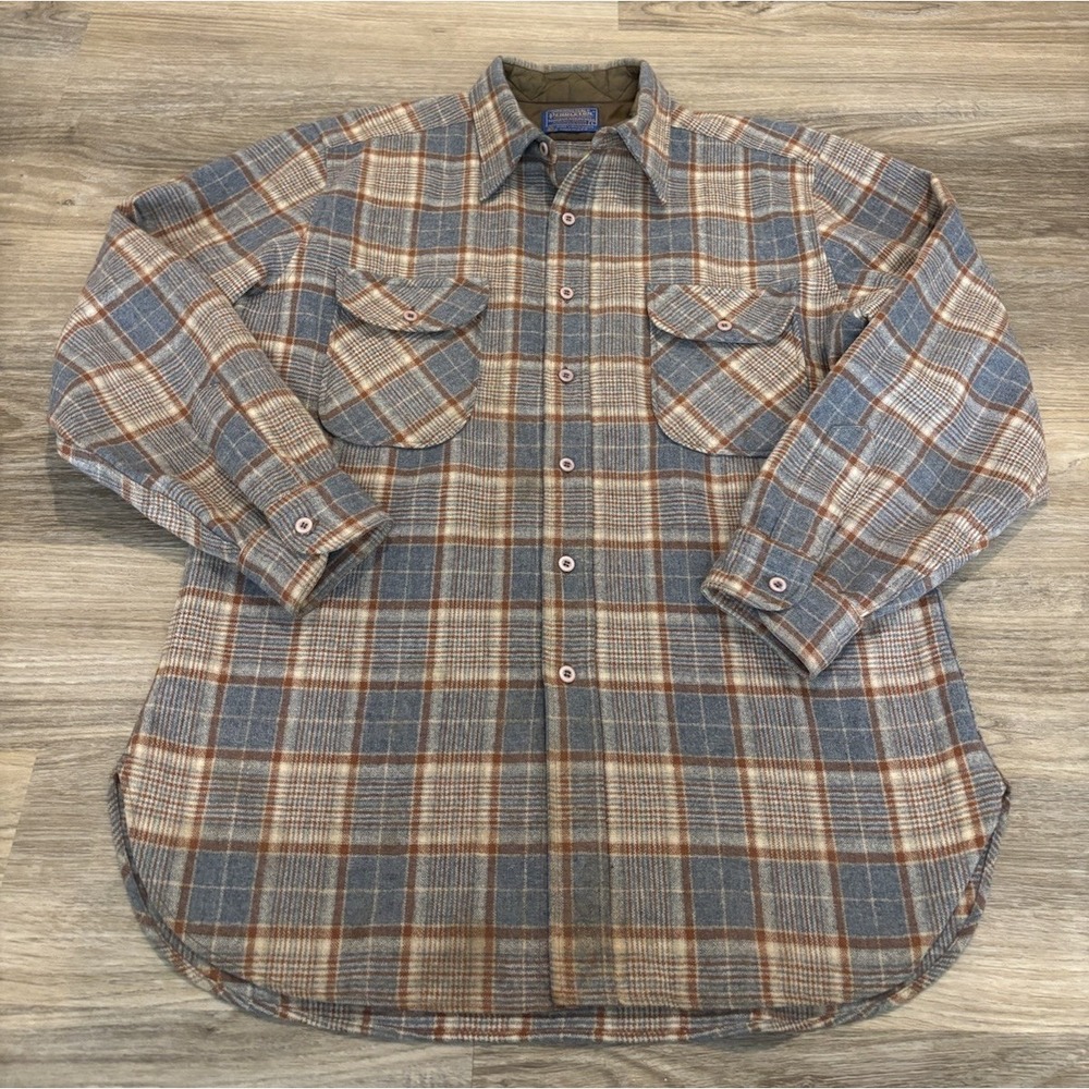 Pendleton 100% Virgin Wool Pockets Flannel Button Down Mens shirt Large